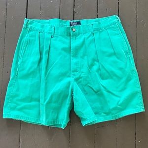 Vintage 80s Polo mint green chino shorts w plates